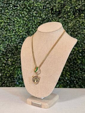 Cabi Gold-tone Jaguar Pendant Necklace with Green Accent